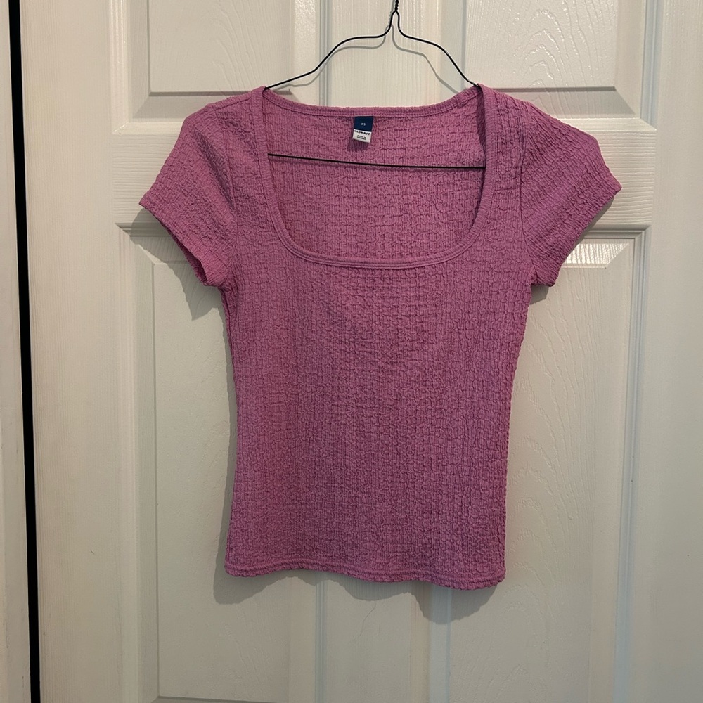 Old Navy Textured Scoop Neck Short Sleeve Top - Mauve Pink